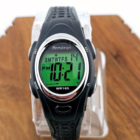 Armitron WR165 Digital Watch Black Sporty Multifunction Running Stop Timer - Picture 1 of 7